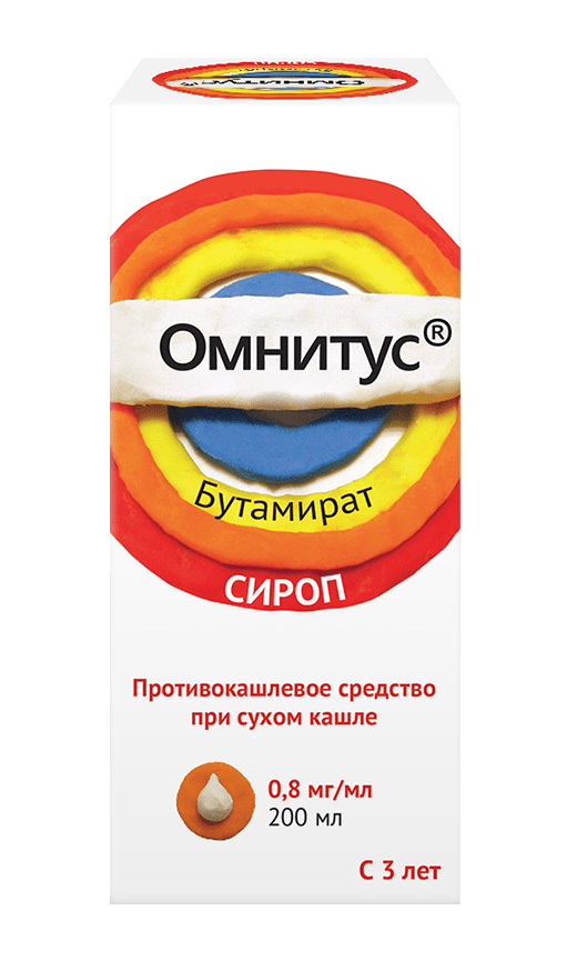 Омнитус, 0.8 мг/мл, сироп, 200 мл, 1 шт. купить по цене от 355 руб в Смоленске, заказать с доставкой в аптеку, инструкция по применению, отзывы, аналоги, Hemofarm