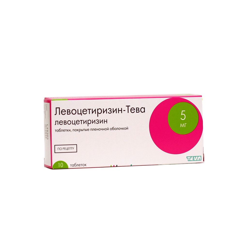 Левоцетиризин-Тева, 5 мг, таблетки, покрытые пленочной оболочкой, 10 шт .
