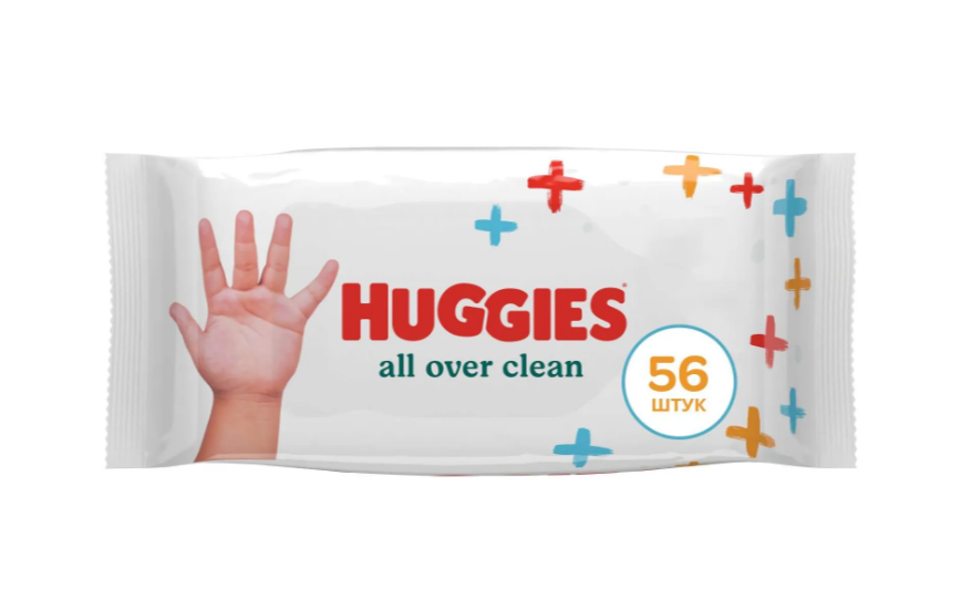 Huggies All over clean салфетки влажные детские, 56 шт.