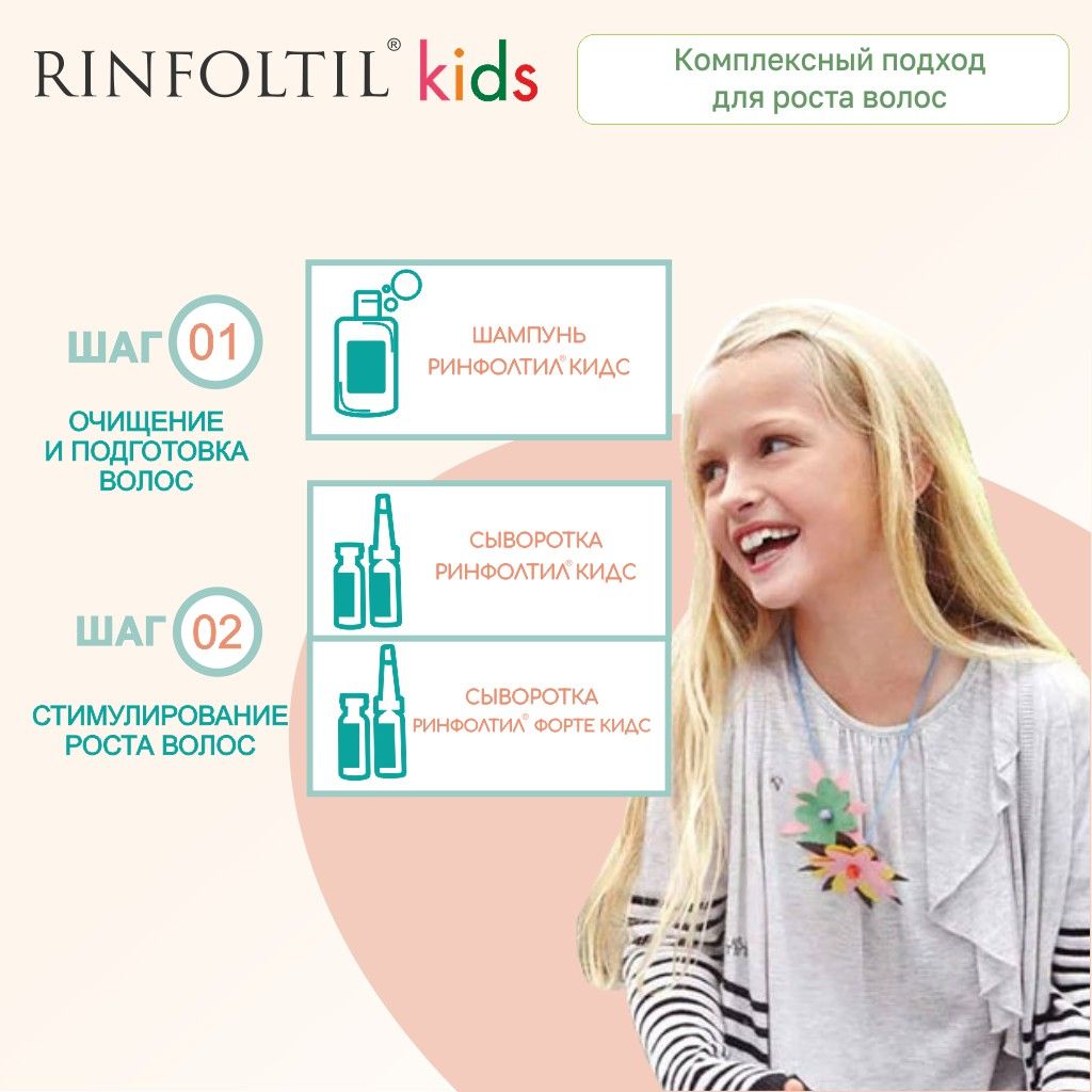 Rinfoltil kids Средство по уходу за волосами детей, гипоаллергенная сыворотка с липосомами, 30 шт.