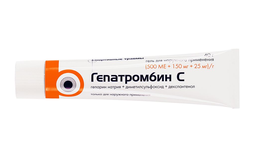 Гепатромбин С, 500 МЕ+150 мг+25 мг/г, гель для наружного применения, 40 г, 1 шт.