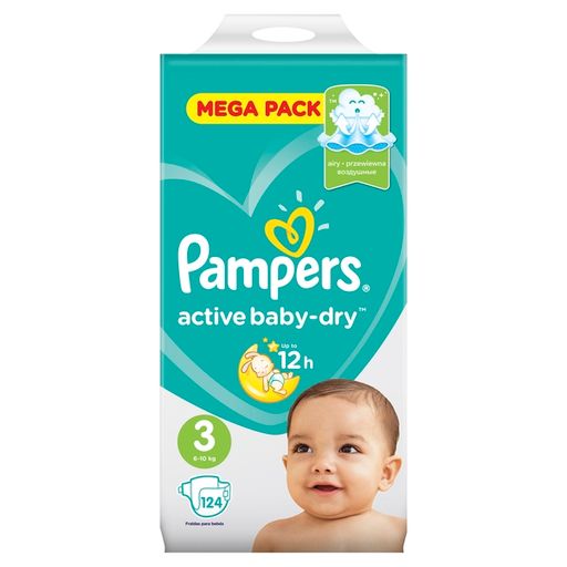 Pampers Active baby-dry Подгузники детские, р. 3, 6-10 кг, 124 шт.