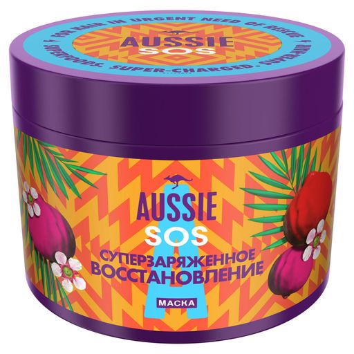 Aussie SOS Маска для волос Суперзаряженное восстановление, 450 мл, 1 шт.