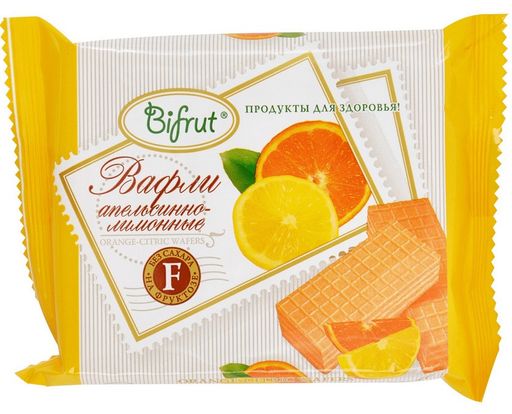 Bifrut Вафли апельсинно-лимонные, вафли, на фруктозе, 60 г, 1 шт.