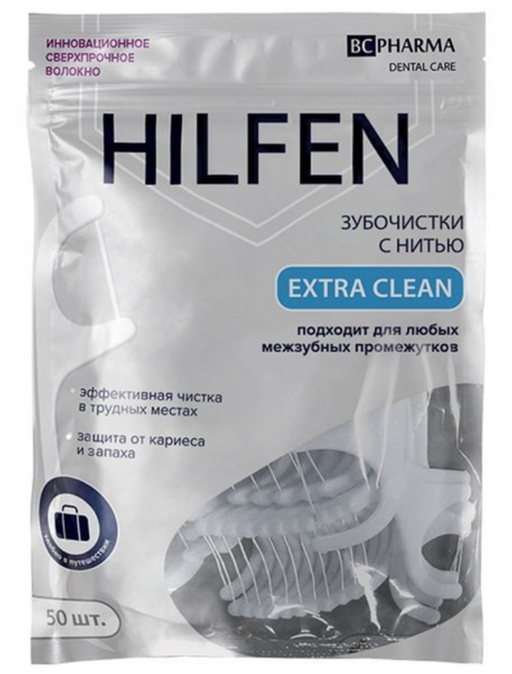 Hilfen BC Pharma Зубочистки с нитью, одноразовый (-ая, -ое, -ые), 50 шт.