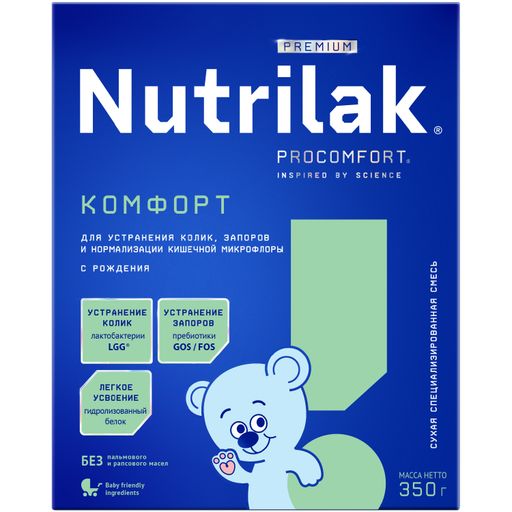 Nutrilak Premium Комфорт Смесь сухая специализированная, для детей с рождения, смесь сухая, для устранения колик, запоров, 350 г, 1 шт.
