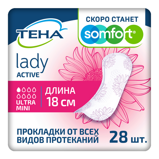 Tena Lady прокладки Active Ultra Mini, прокладки урологические, 1 капля, 28 шт.