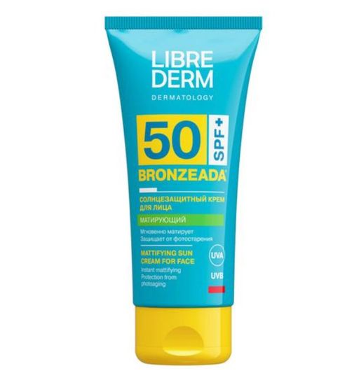 Librederm Bronzeada Крем солнцезащитный матирующий, SPF50, для светлой и чувствительной кожи лица, 50 мл, 1 шт.