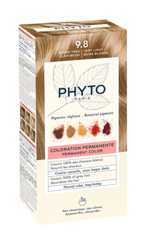 Phyto Paris Крем-краска для волос в наборе, тон 9.8, Очень светлый бежевый блонд, краска для волос, +Молочко +Маска-защита цвета +Перчатки, 1 шт.